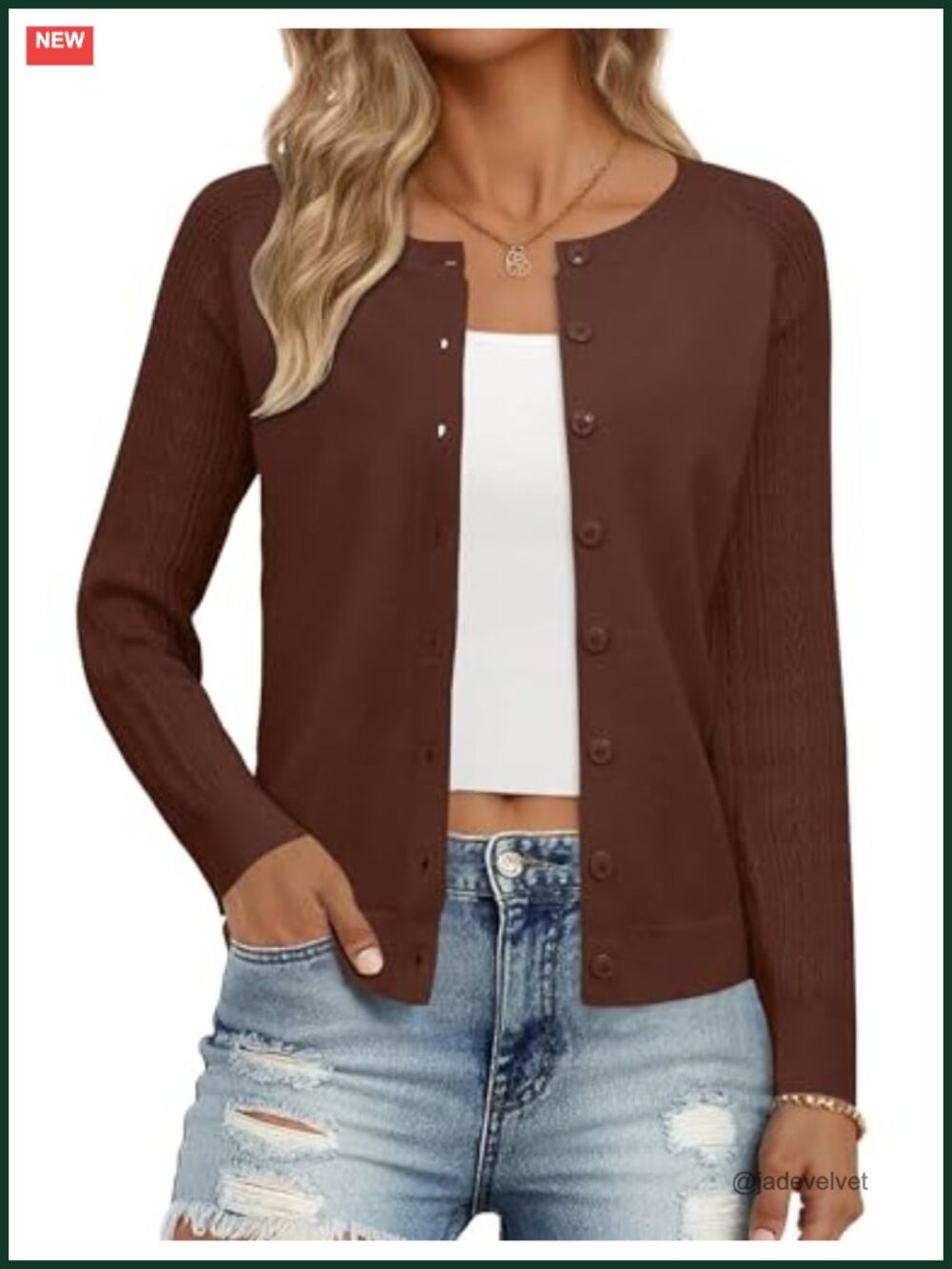 Women's Button Up Textured Sleeves Cardigan Knit Sweater - Viscose Blend